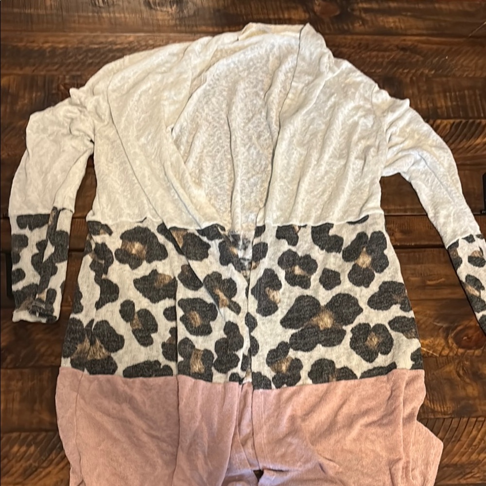 Leopard Print Colorblock Cardigan